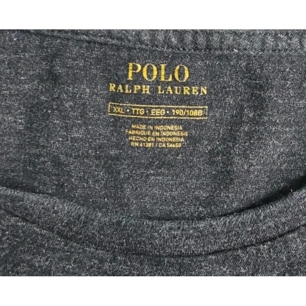 Polo Ralph Lauren Long Sleeve T Shirt Mens Size‎ 2XL Heathered BLACK WHITE Pony